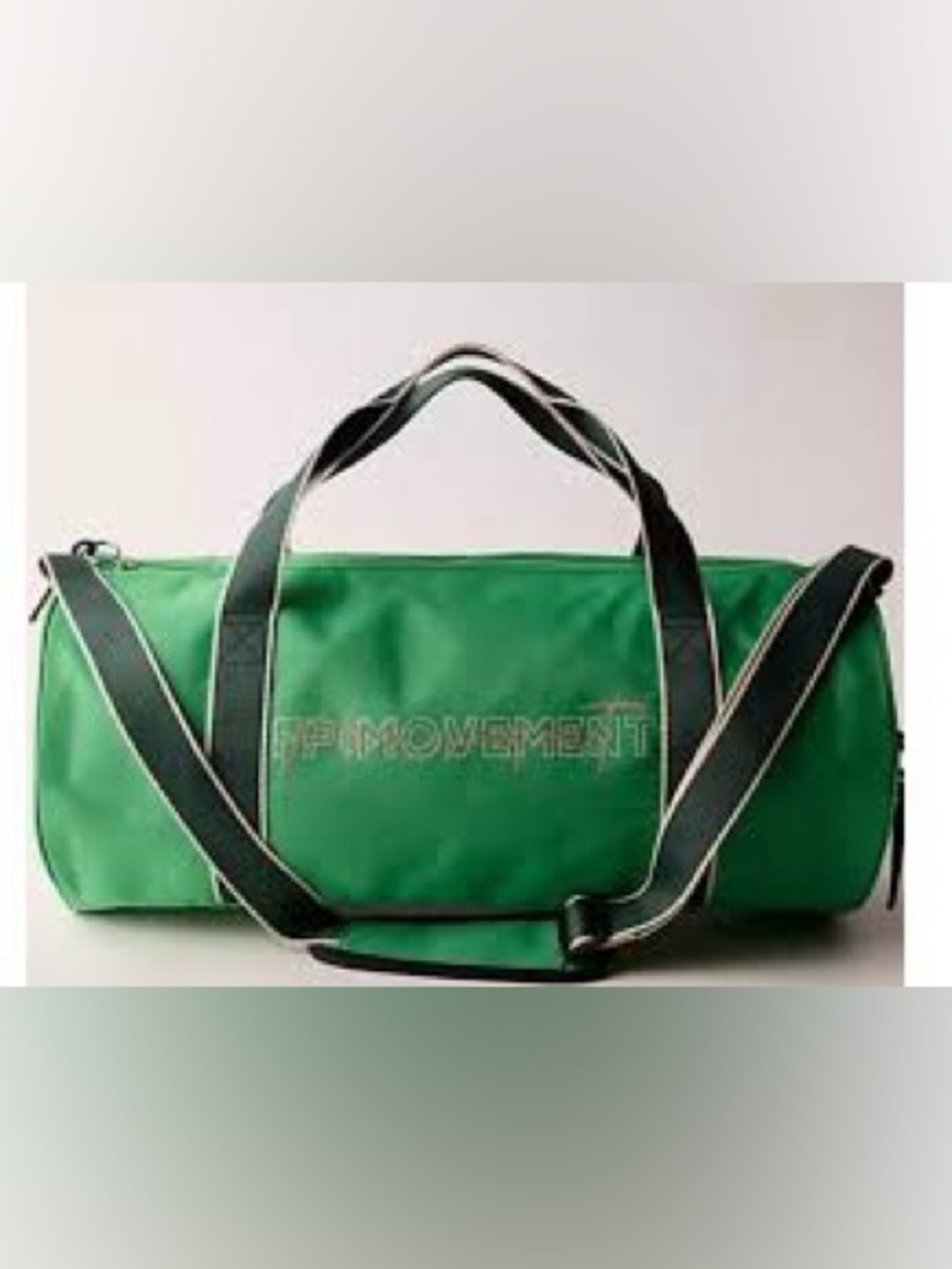 NWT Free People Green Duffel with Black Straps and Contrast Stitch